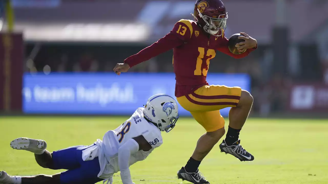 Heisman winner Caleb Williams throws 4 TD passes, leads No. 6 USC past San Jose State 56-28