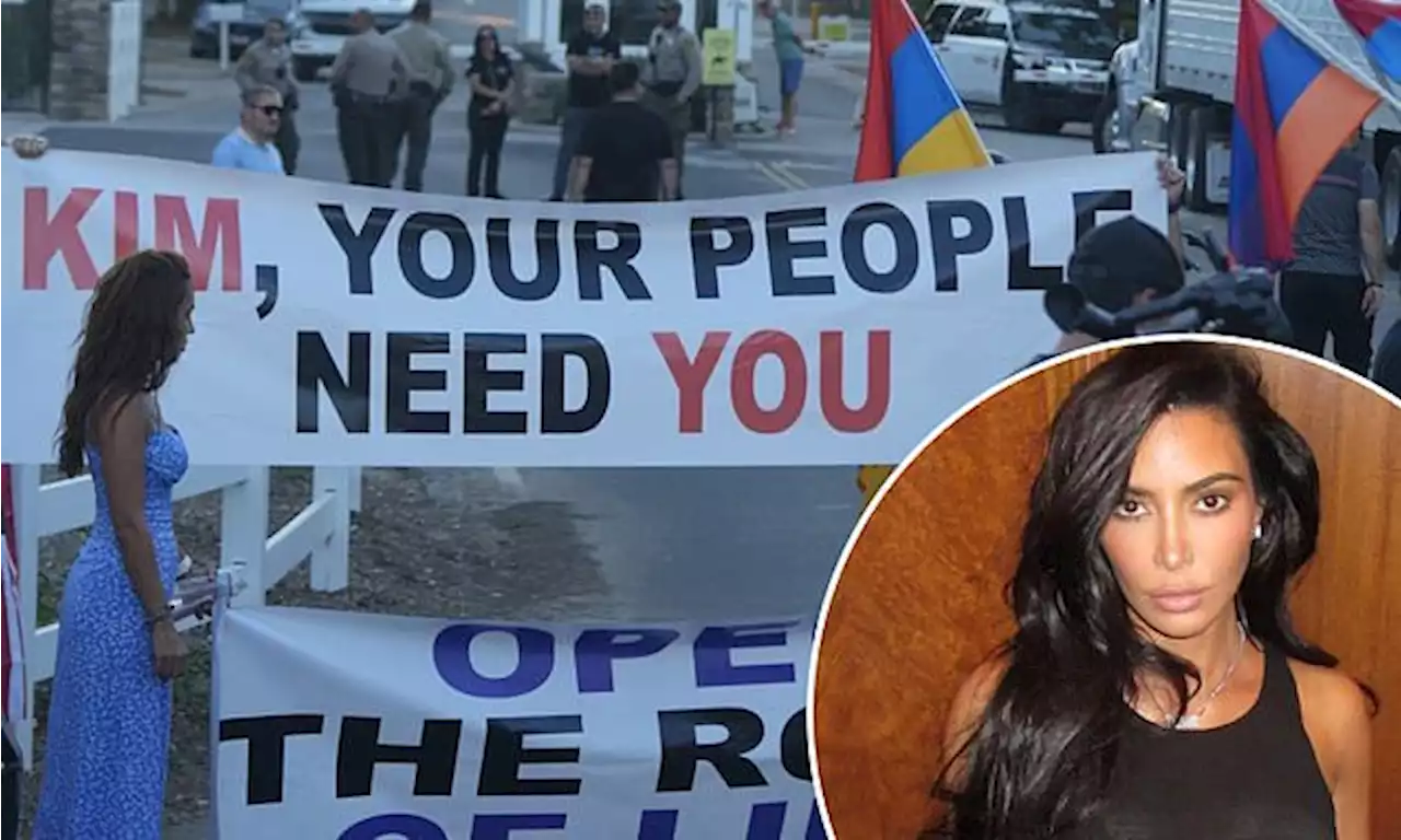 Kim Kardashian's private community blocked by Armenian protesters