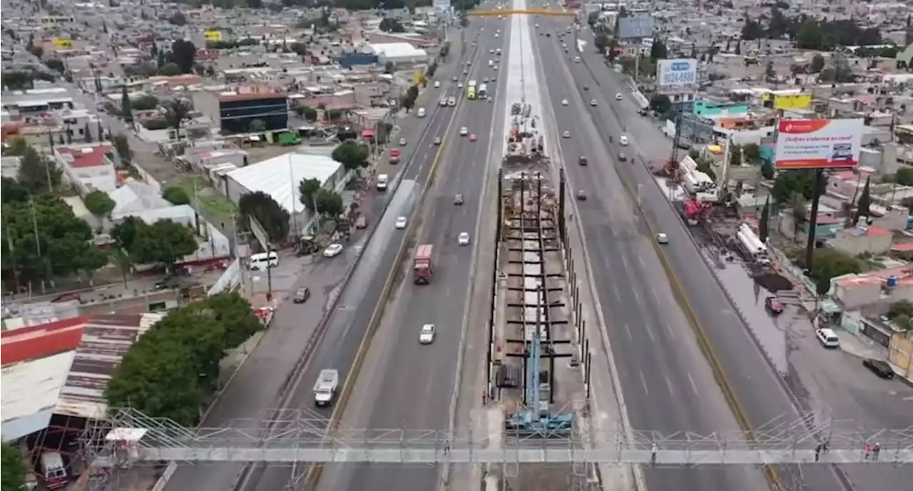 Cierran circulación en lateral de la México-Puebla por obras del Trolebús Santa Martha-Chalco