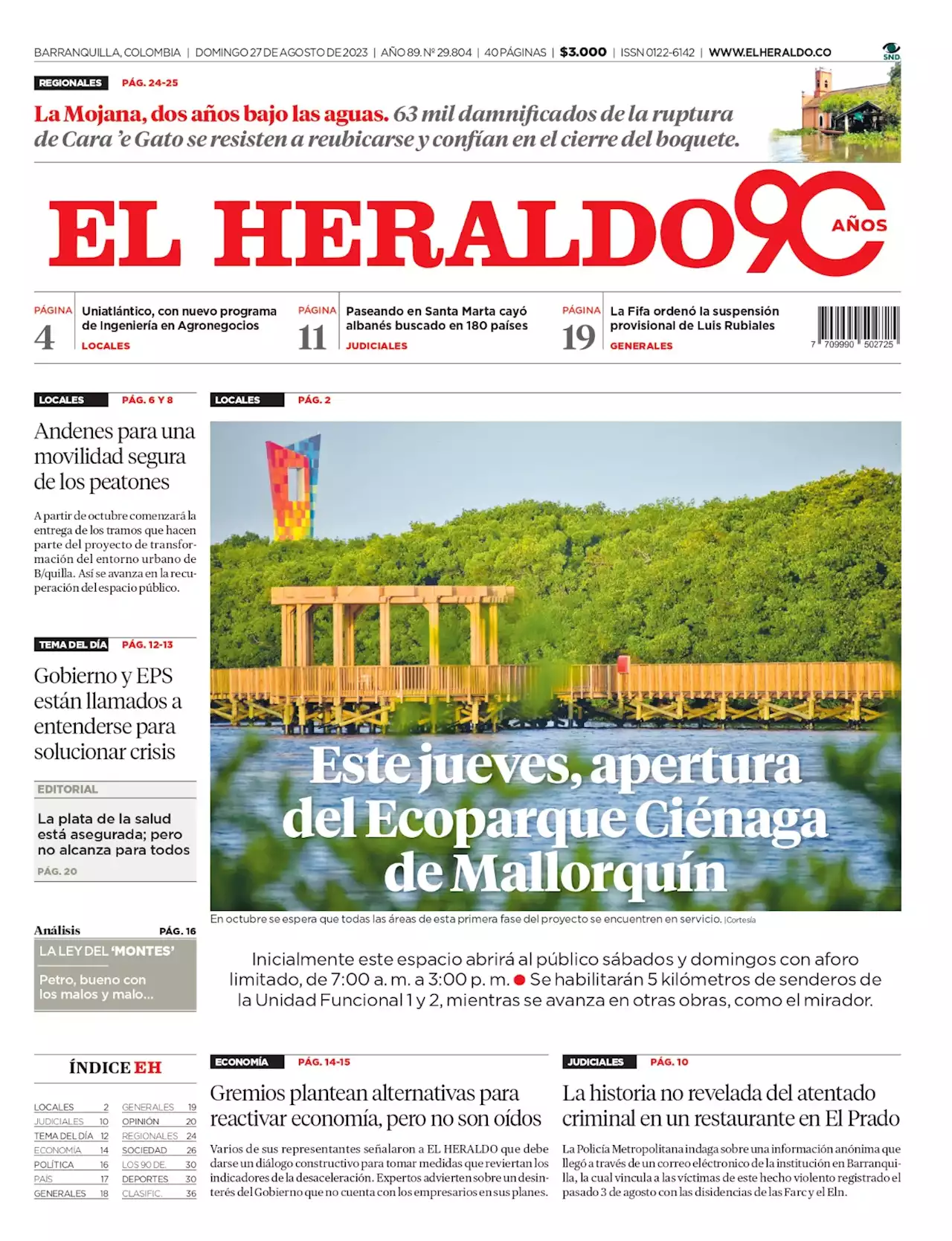 Este jueves, apertura del Ecoparque Ciénaga de Mallorquín