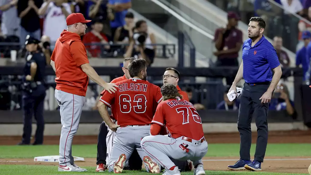 Angels rookie Chase Silseth exits game after collapsing from throw to head
