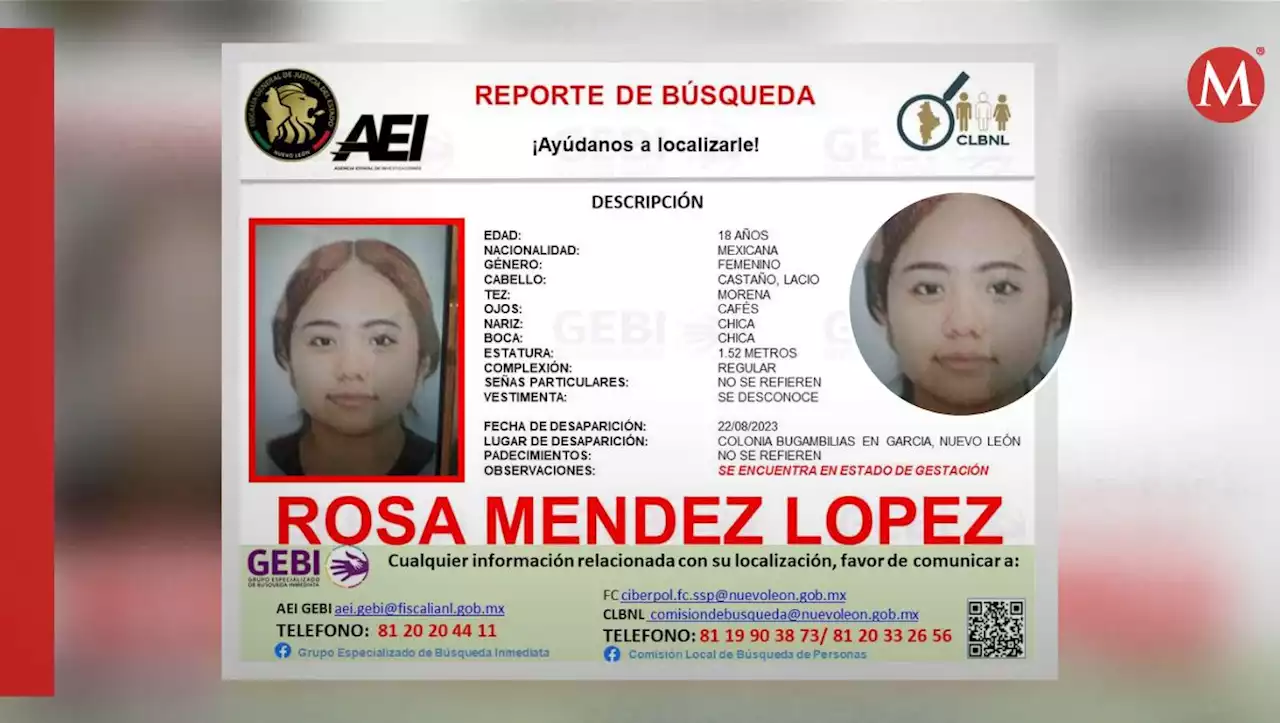 Desaparece joven embarazada en la colonia Bugambilias en García, NL