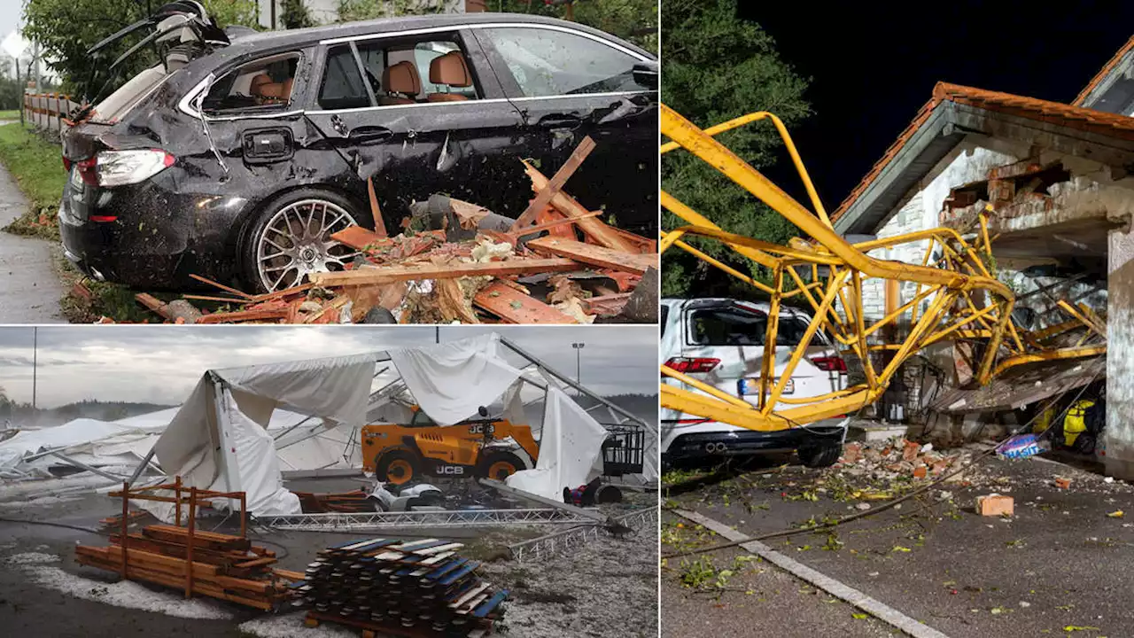 Heftiges Unwetter zerlegt Baukran, Dächer, Autos und sogar Bierzelt