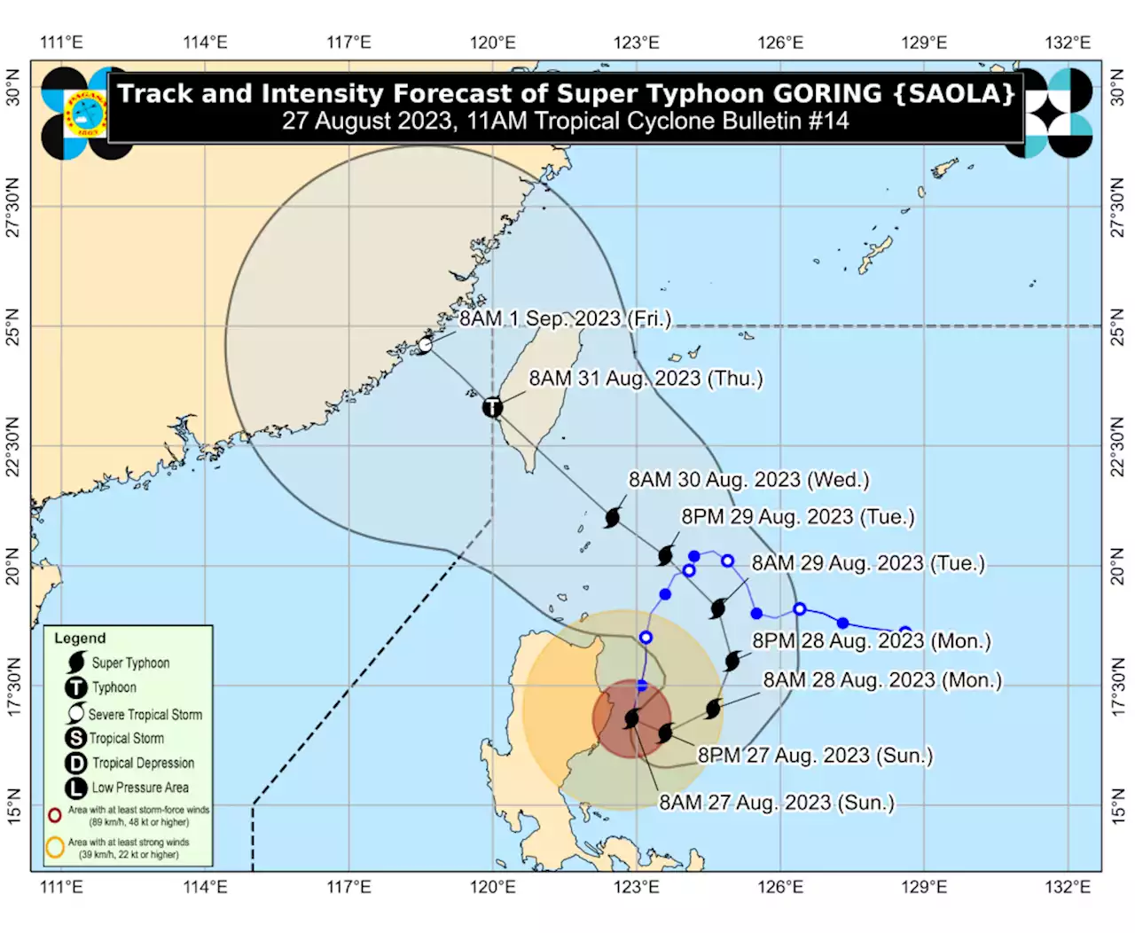 'Goring' turns into a Super Typhoon