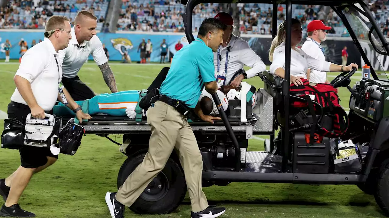 NFL preseason: Dolphins rookie Daewood Davis exits in stretcher, game vs. Jaguars suspended