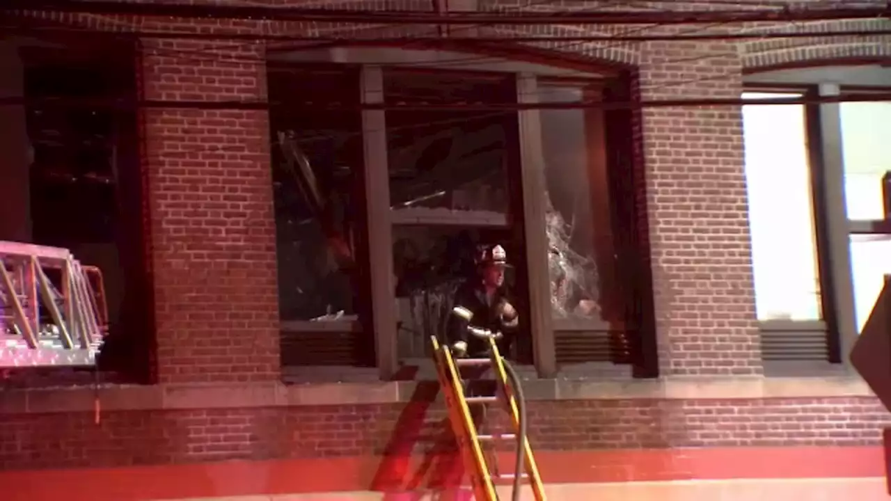 Firefighters battle flames at Wilson Avenue Elementary School in Newark