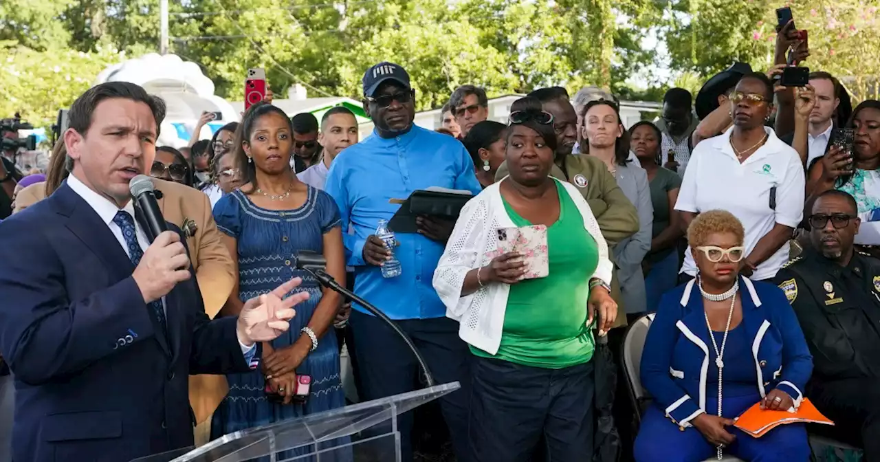 Florida governor Ron Desantis booed at Jacksonville shooting vigil