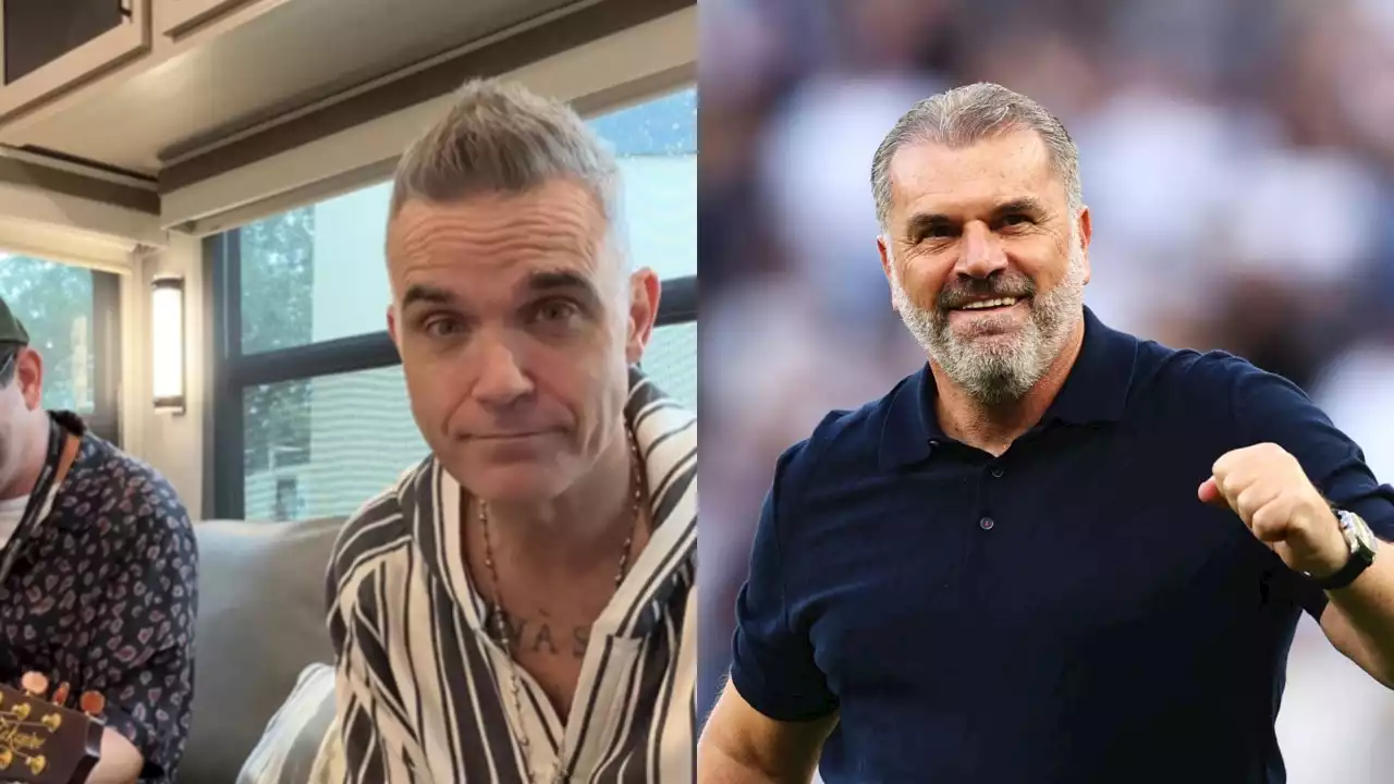 Robbie Williams joins Tottenham fans with rendition of 'Big Ange' song