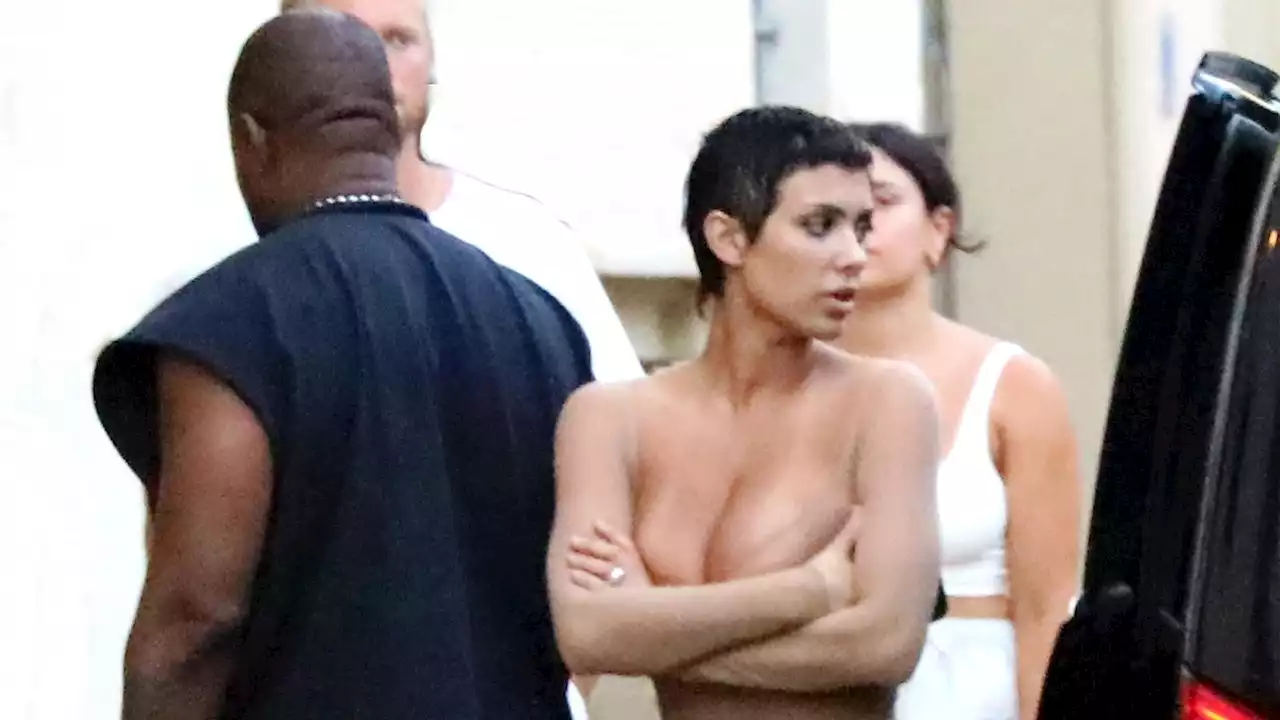 Bianca Censori stuns in completely nude catsuit as husband Kanye goes barefoot