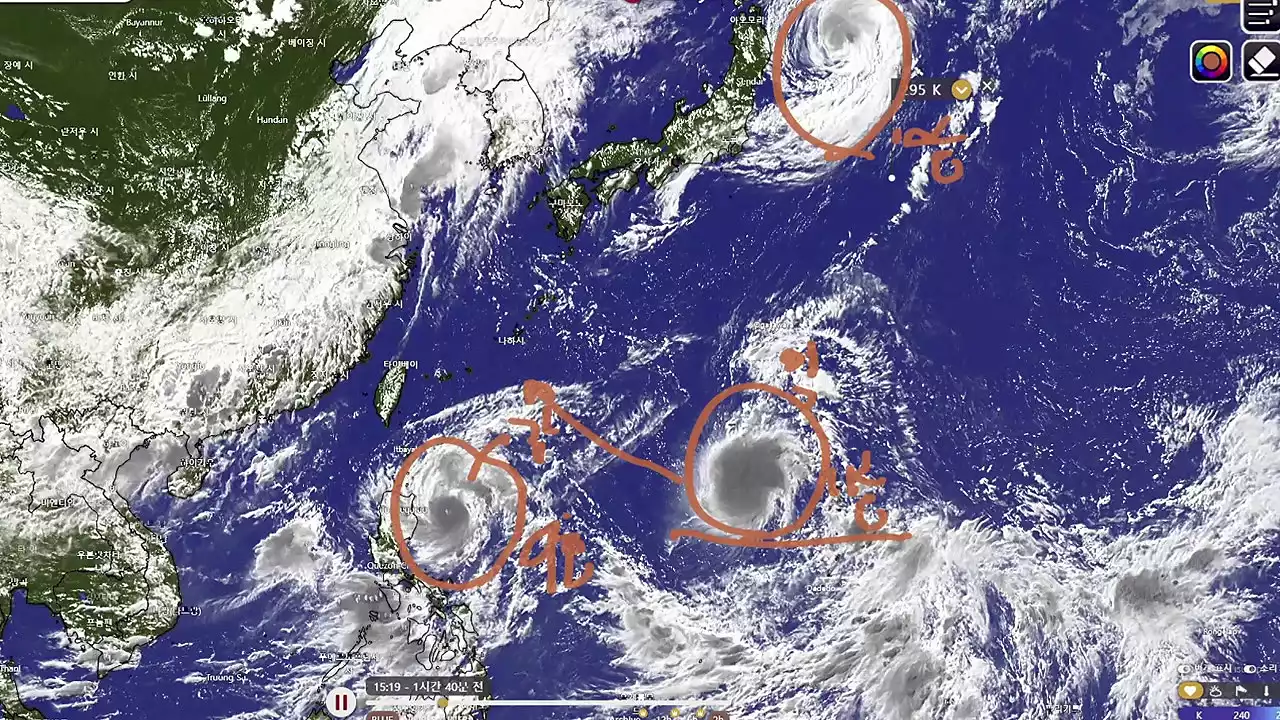 '트리플 태풍' 남해에 이례적 현상...'후지와라 효과' 긴장 [Y녹취록]