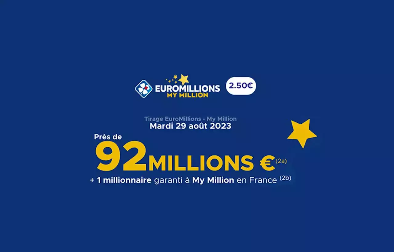 Tirage EuroMillions FDJ : 92 millions d'euros à gagner ce mardi 29 août !