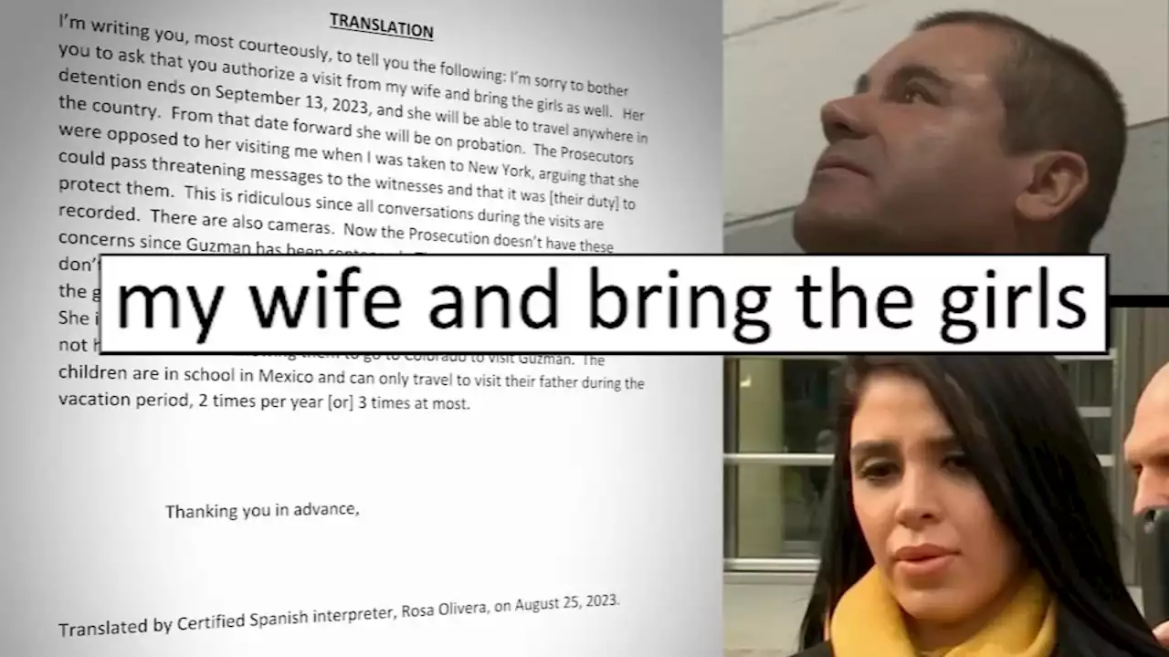 El Chapo pens letter to judge requesting visit from wife, daughters at SuperMax prison