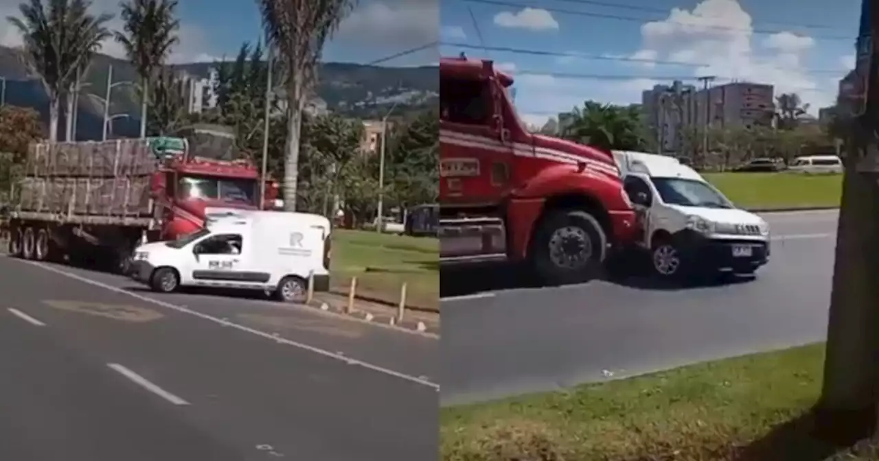 Video: tractomula arrastró camioneta transportadora de material radioactivo en Bogotá