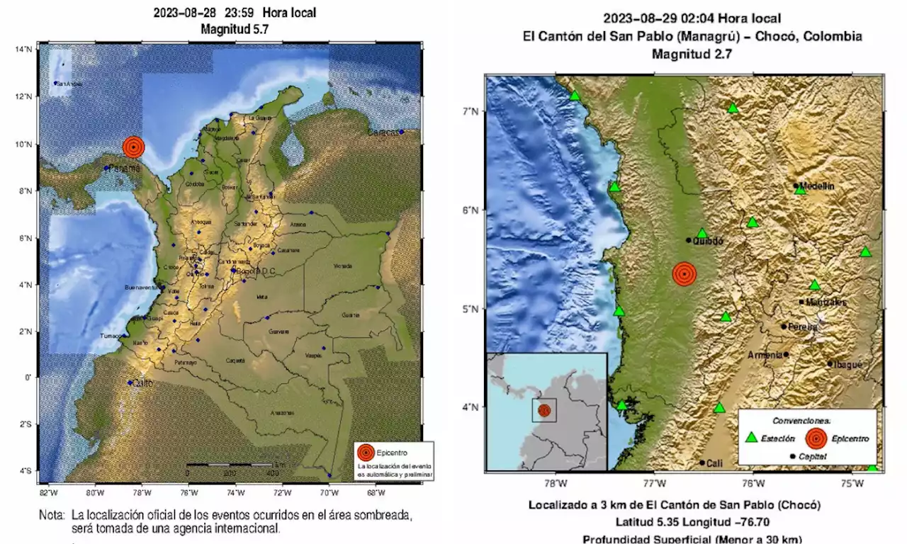 Temblores en Colombia se sintieron durante la madrugada de este martes 29 de agosto