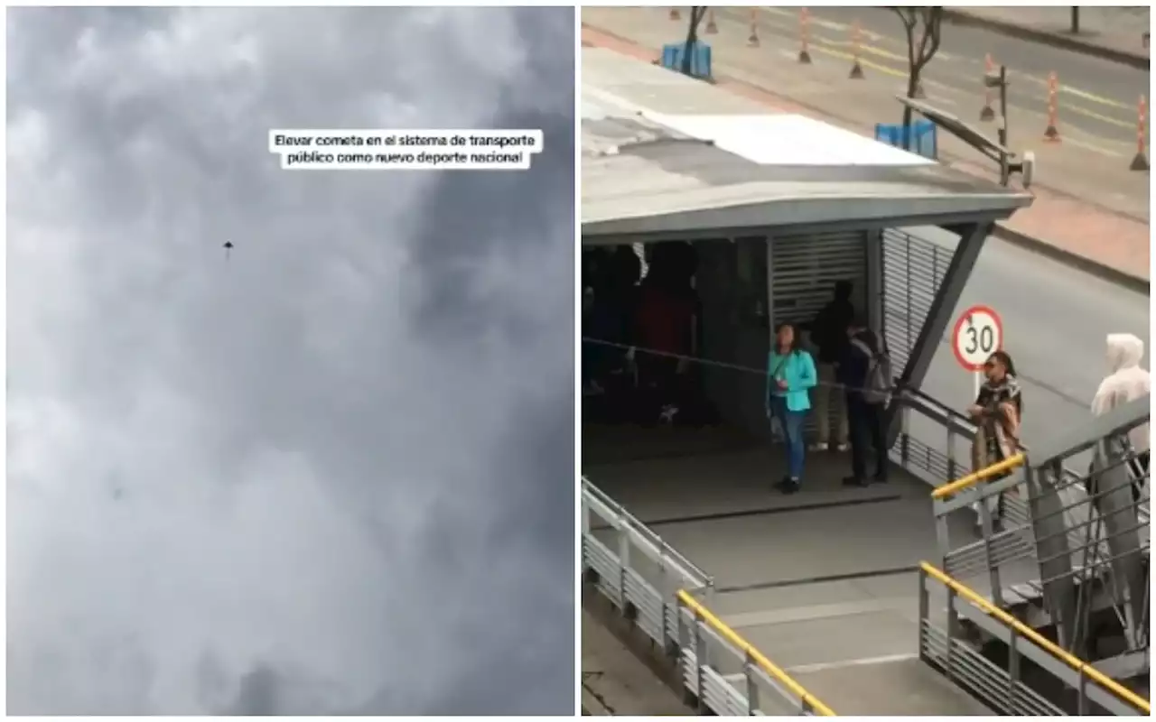 Video: un hombre capta la atención al elevar cometa en estación de TransMilenio