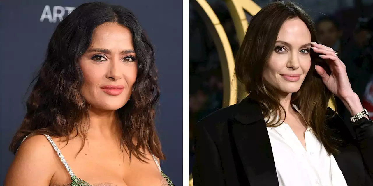 Angelina Jolie and Salma Hayek Match in All-Black Outfits for Dinner Date With Their Kids