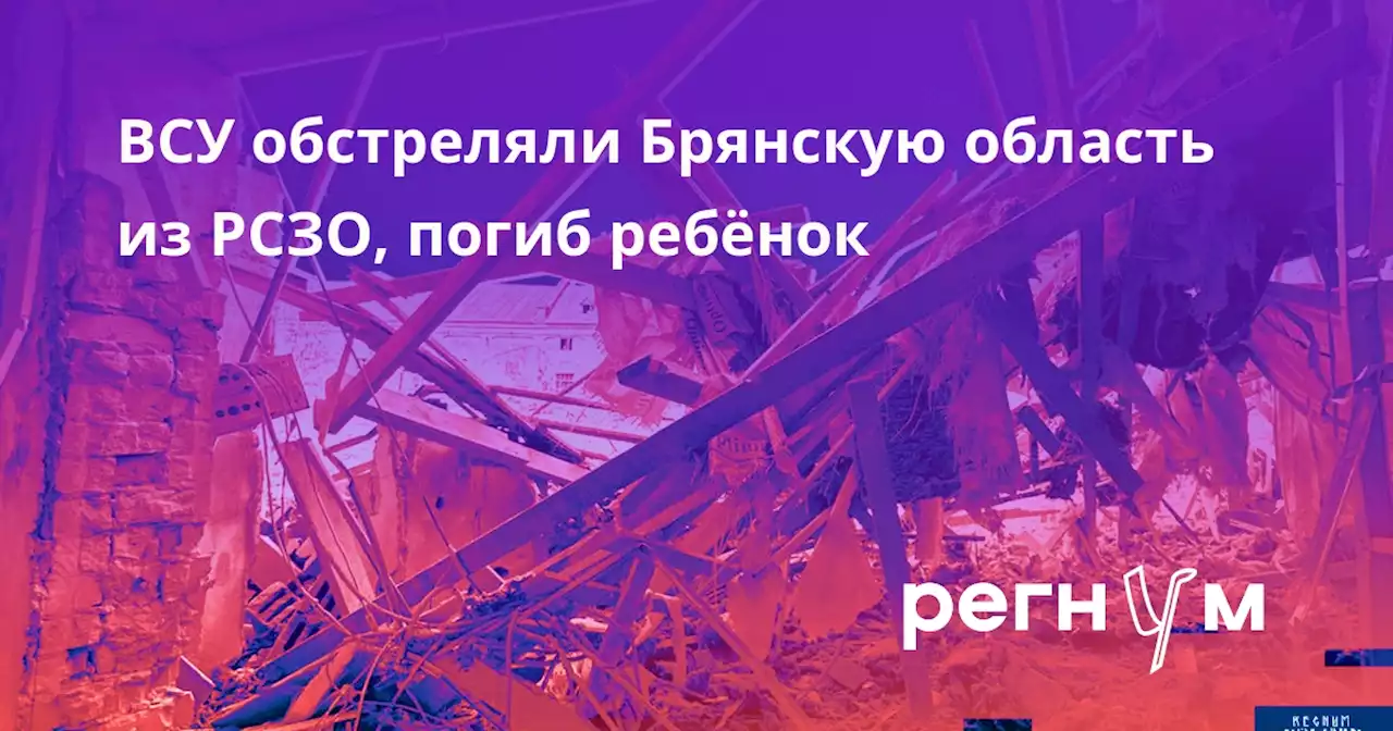 ВСУ обстреляли Брянскую область из РСЗО, погиб ребёнок