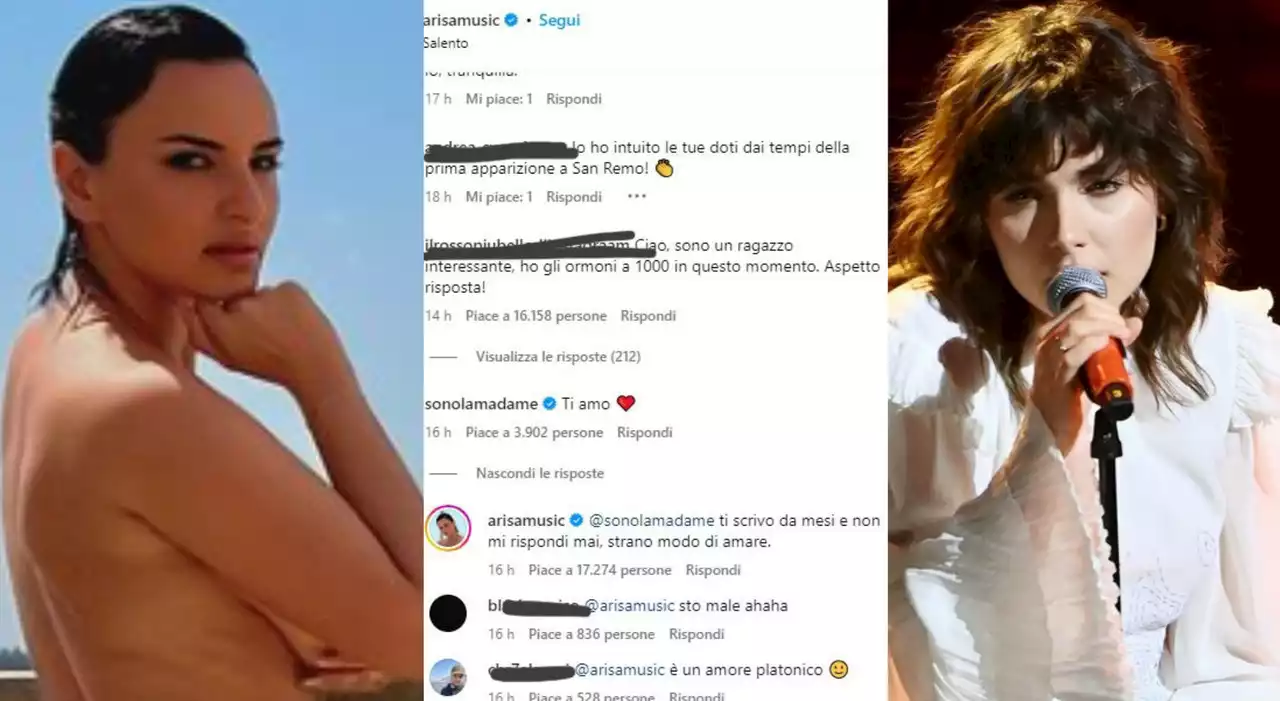 Arisa zittisce Madame dopo il commento alle sue foto nuda, la cantante replica: «Vestiti elegante che ti offro una cena chic»