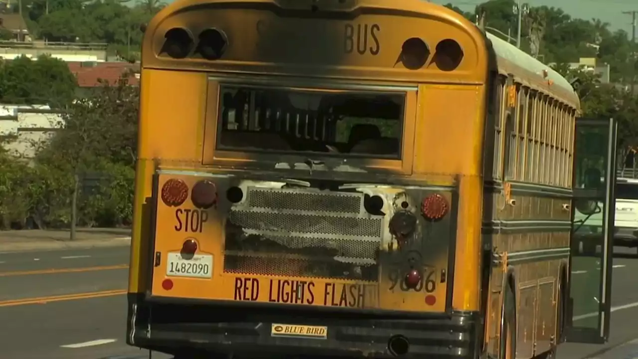 Kids, driver escape fire burning on San Marcos school bus