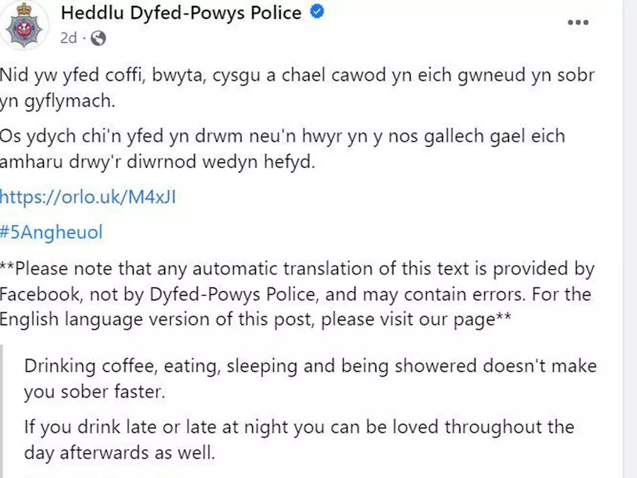 'You can be loved throughout the day': Welsh police translations raise eyebrows