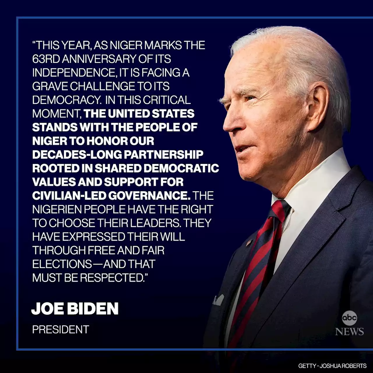 Biden calls for immediate release of Niger's president amid apparent coup