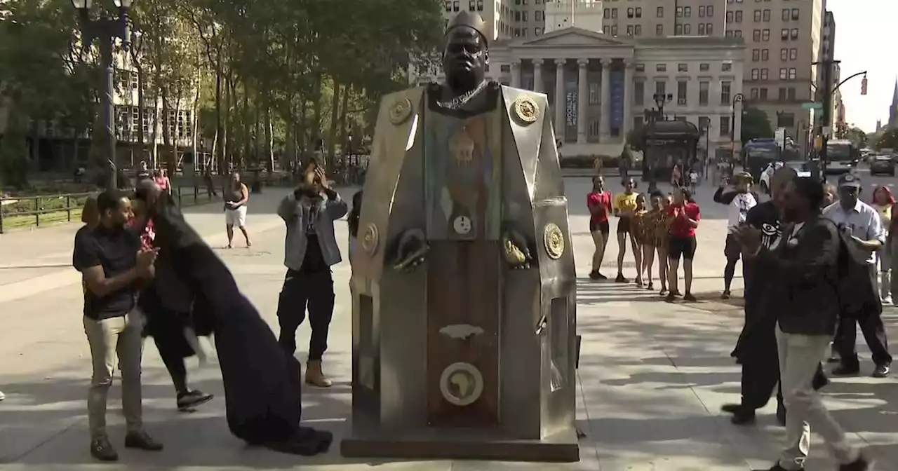 Solar-powered Biggie Smalls sculpture unveiled in Downtown Brooklyn