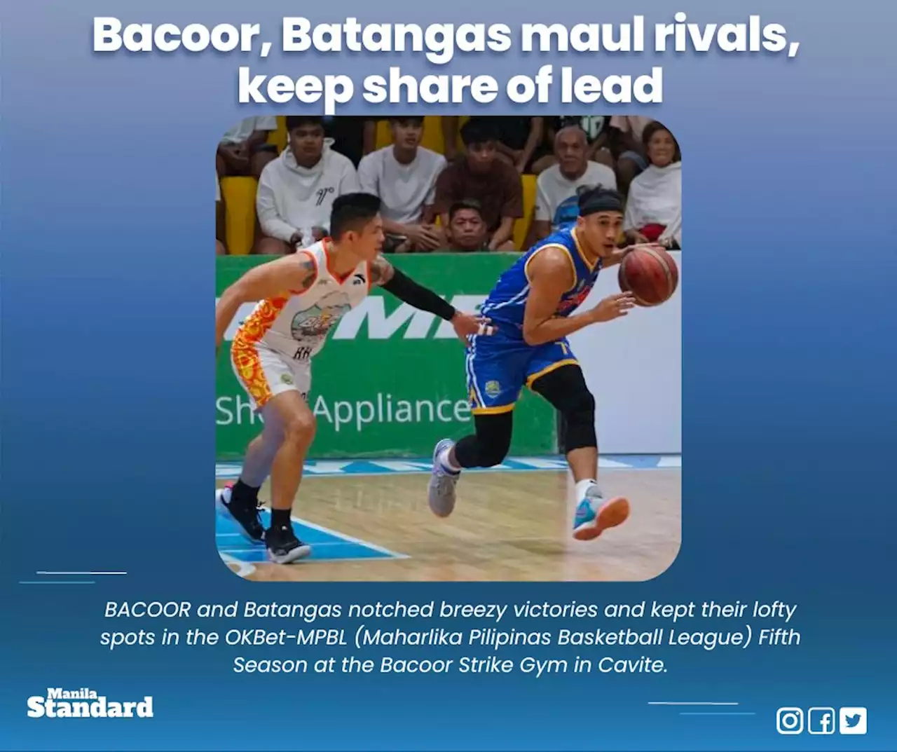 Bacoor, Batangas maul rivals, keep share of lead