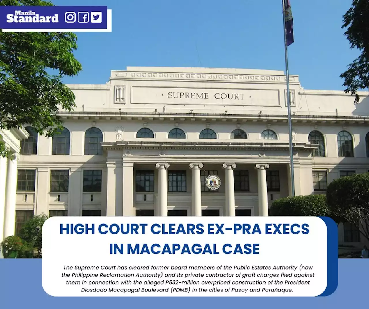 High Court clears ex-PRA execs in Macapagal case