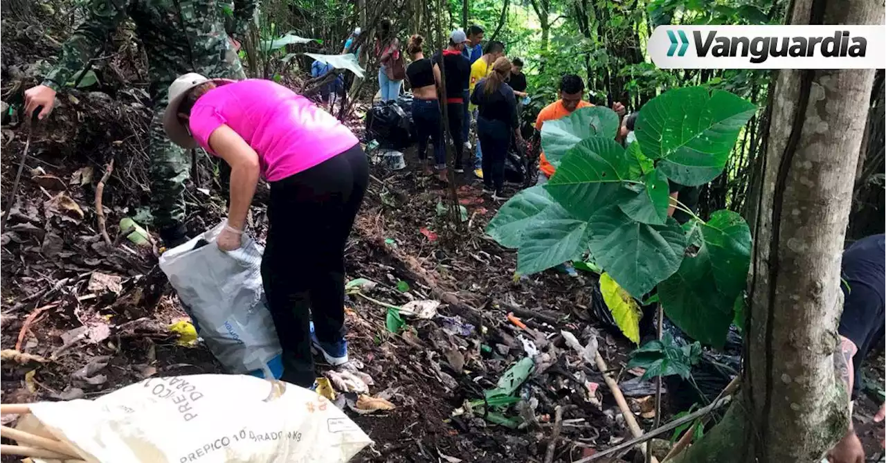 Comunidad y autoridades despejan de basura una zona natural en Cabecera, Bucaramanga