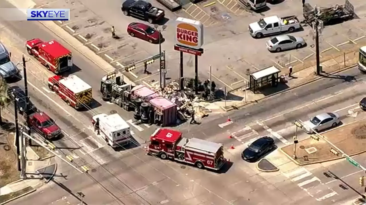 NW Houston rollover crash may have injured pedestrian when load dumped, HPD says