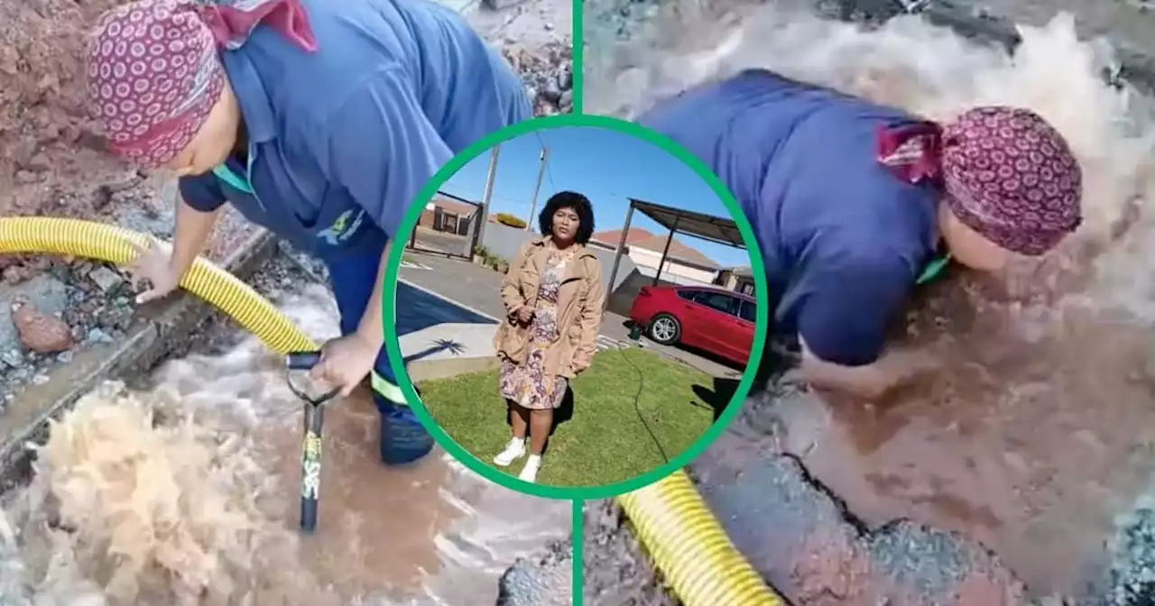 'Sebenza girl':Woman's water pipe fixing video leaves Mzansi stunned