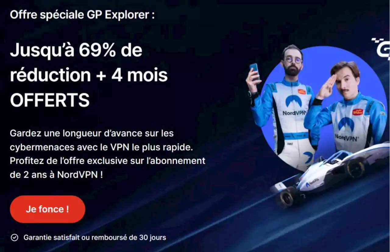 Avec son offre spéciale GP Explorer, NordVPN devient l'un des VPN les moins chers