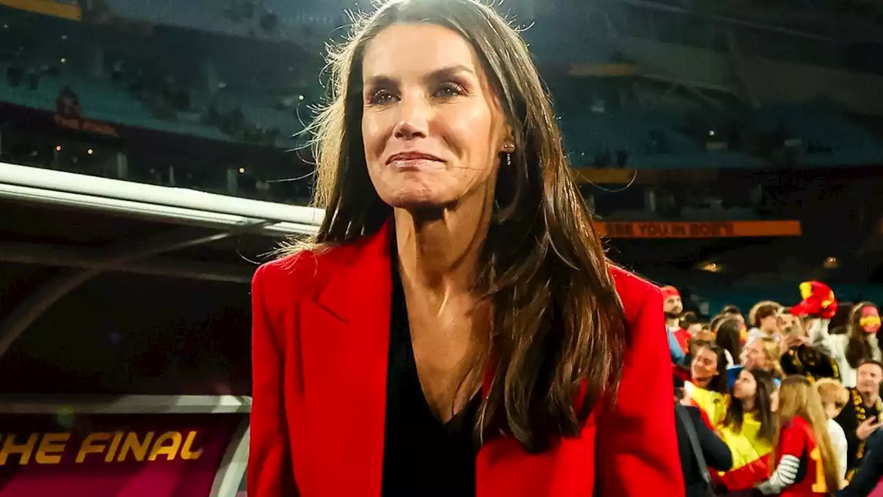 Queen Letizia Wows in a Scarlet Hugo Boss Power Suit as Spain Clinches World Cup Victory