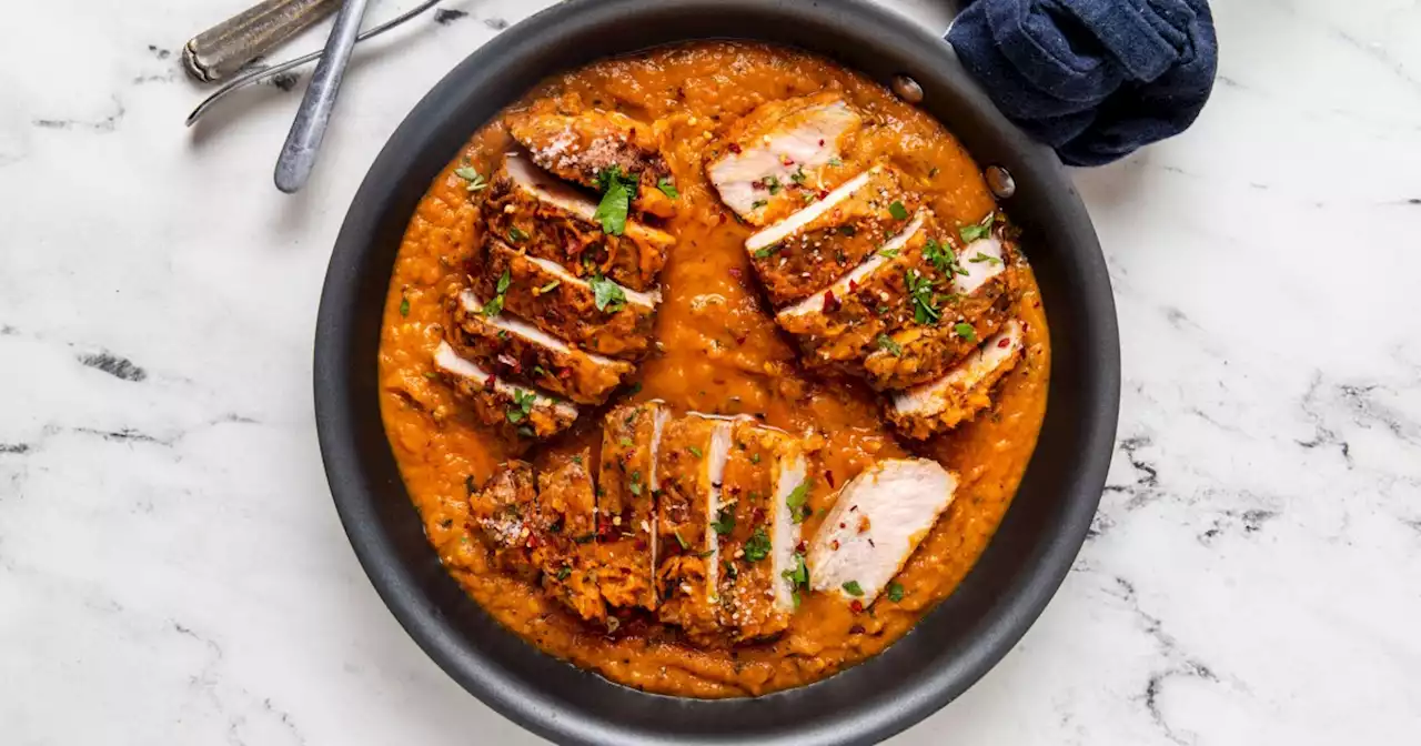 Serve roasted pork chops with a pumpkin and brown butter sauce