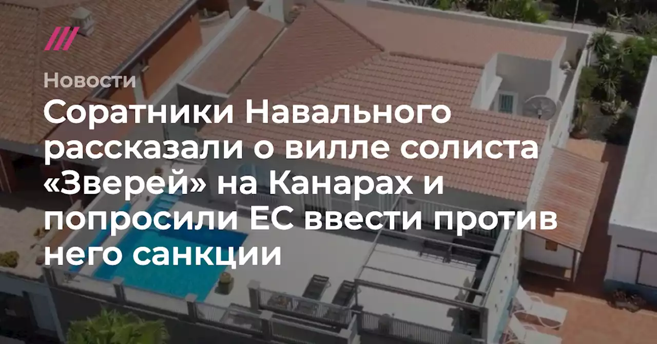 Соратники Навального рассказали о вилле солиста «Зверей» на Канарах и попросили ЕС ввести против него санкции