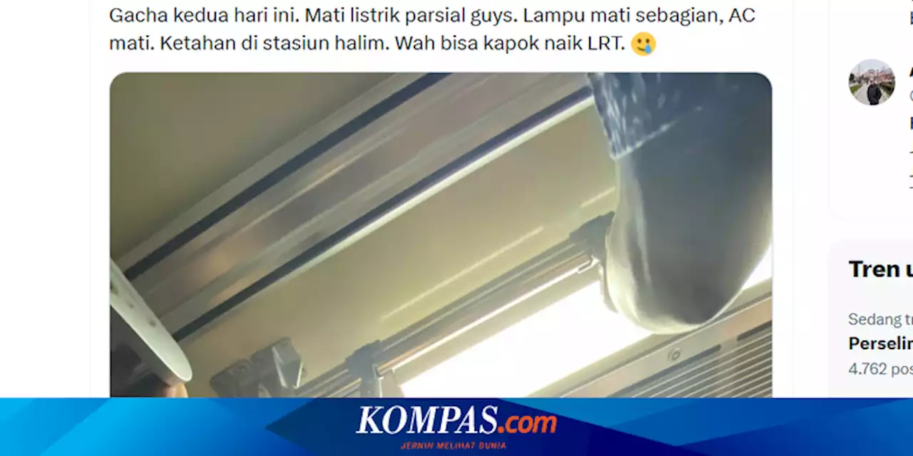 Warganet Keluhkan Listrik LRT Jabodebek Mati Parsial, KAI: Gangguan TPSS Listrik