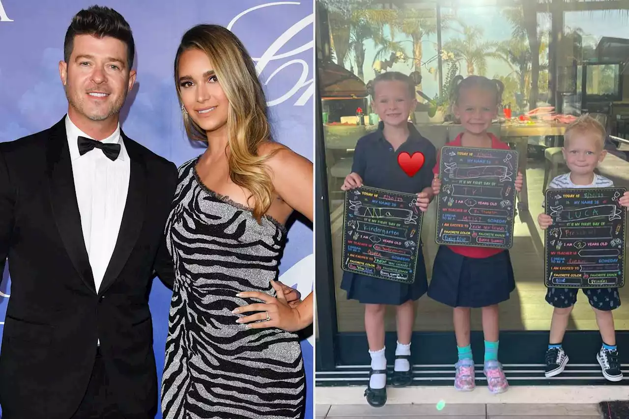 Robin Thicke and April Love Geary Share Adorable Photos of All Three 'Babies' on First Day of School