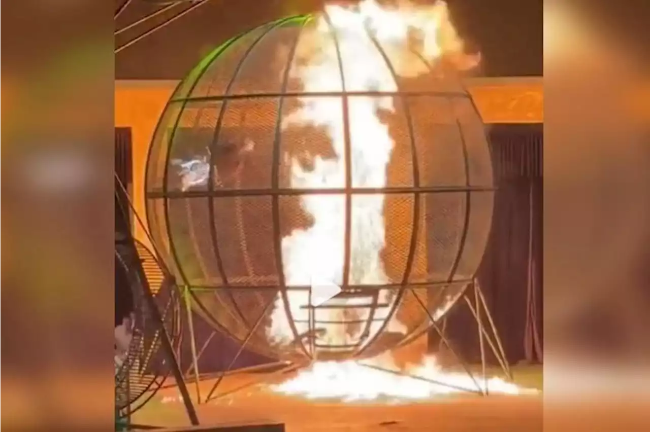 - stunt rider in ‘globe of death’ turns into ball of flames