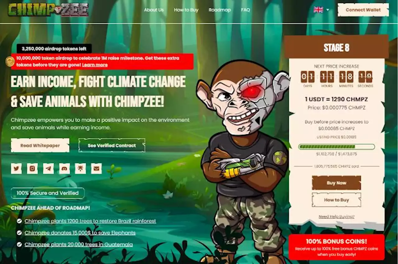 Der Web3 Chimpzee Presale für wohltätige Zwecke läuft auf Hochtouren - 1,1 Millionen Dollar bereits gesammelt