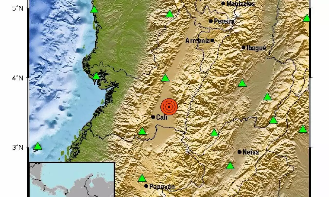 Fuerte temblor en Colombia: el epicentro del sismo fue en Palmira, Valle del Cauca