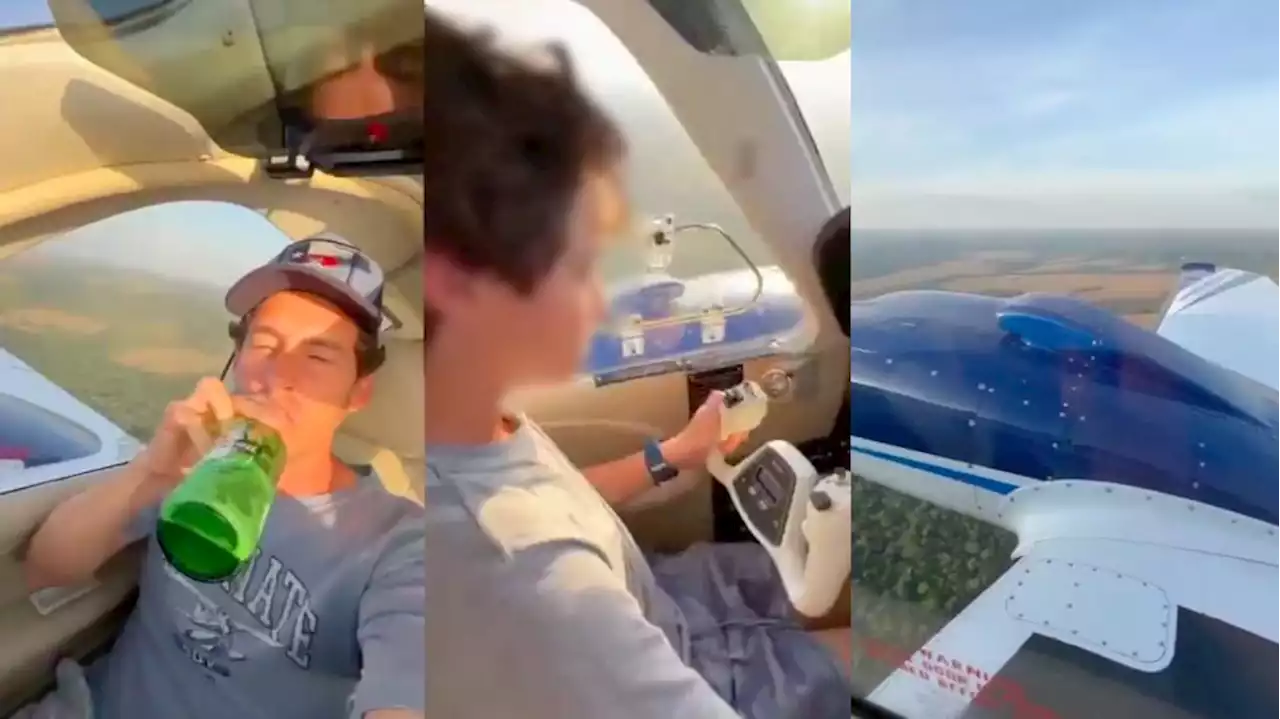 Video: dejó que su hijo pilotara un avión mientras él tomaba cerveza y los dos murieron