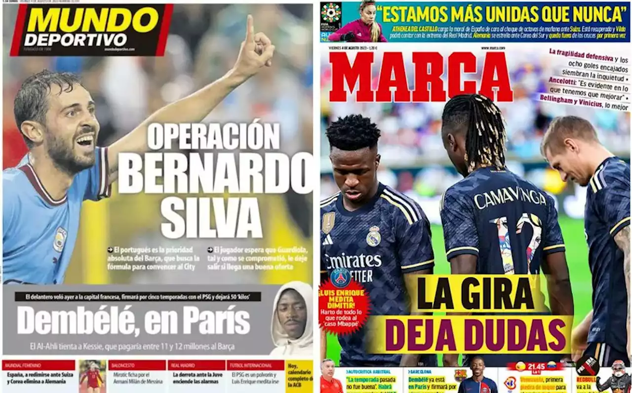 Periódicos deportivos HOY 4 de agosto 2023. Portadas de los diarios