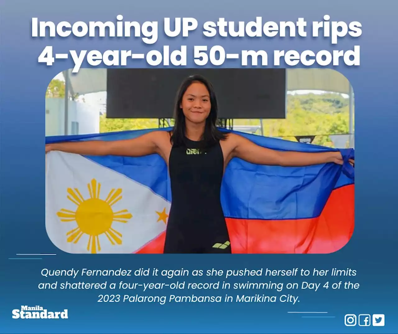 Incoming UP student rips 4-year-old 50-m record