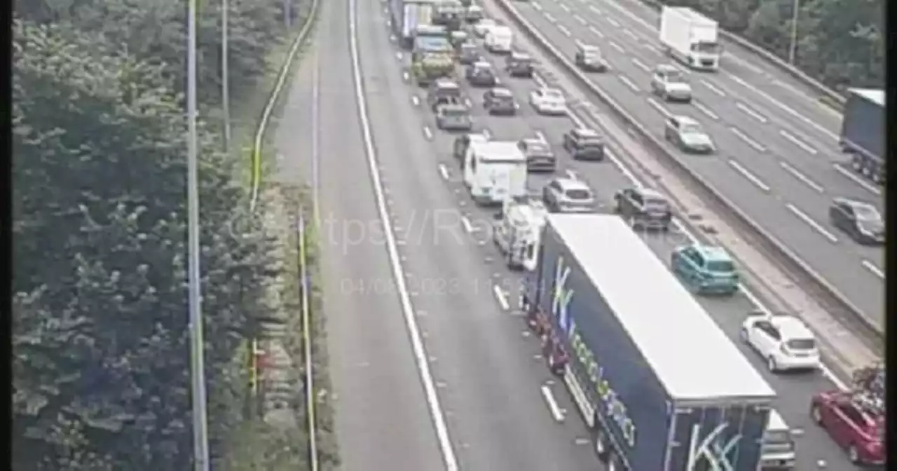 Vehicle fire closes lanes on M1 leading to delays near exit