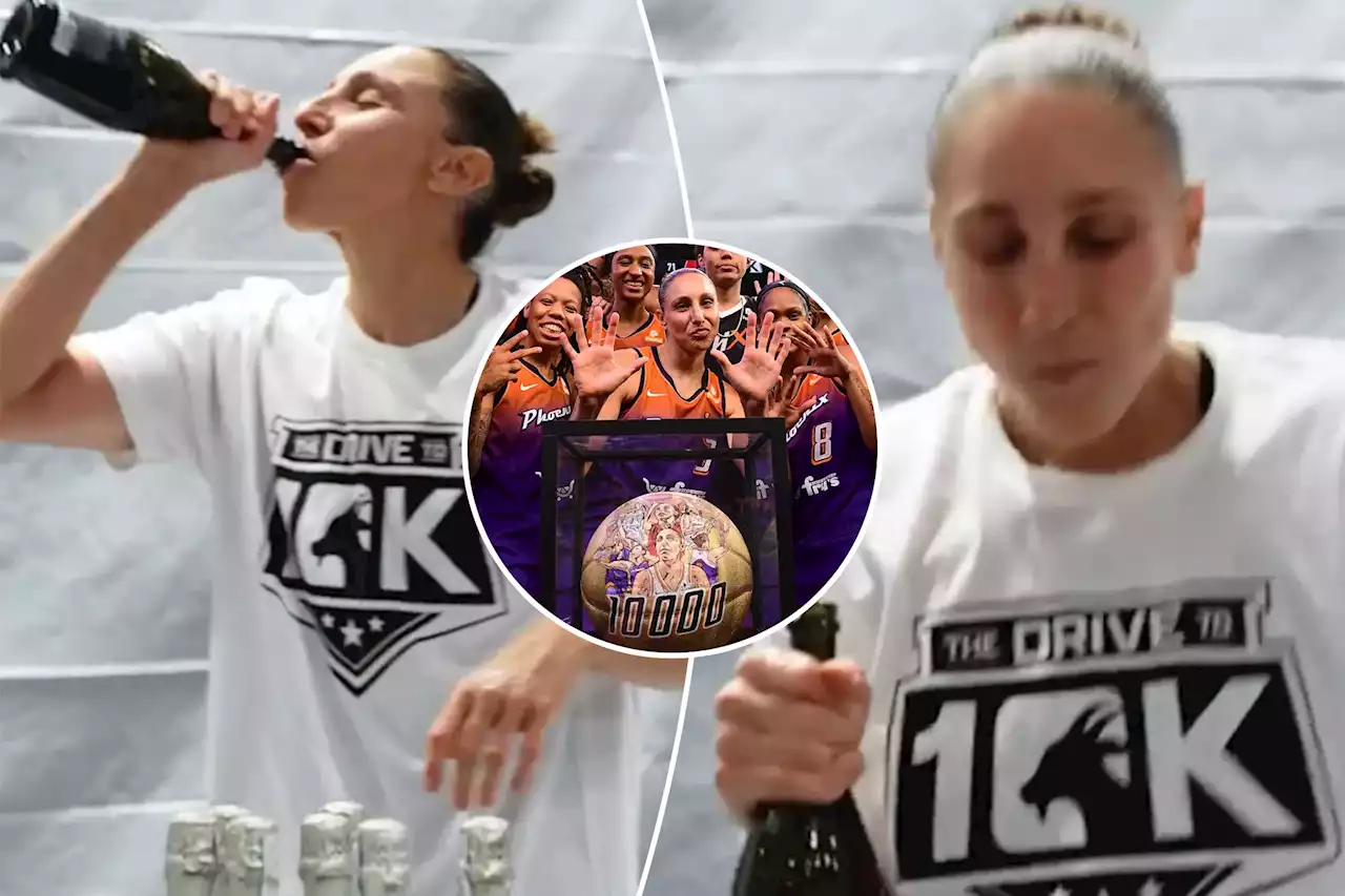 Mercury’s Diana Taurasi chugs champagne after 10,000-point milestone