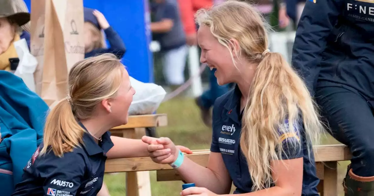 Zara Tindall's daughter Mia, 9, plays with cousin Savannah, 12, at horse trials