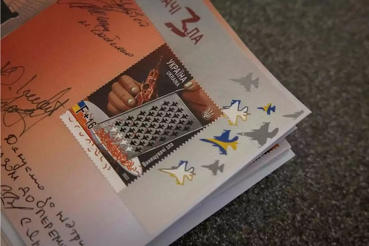 New Ukraine stamp shows F-16 jets 'rubbing out' Kremlin