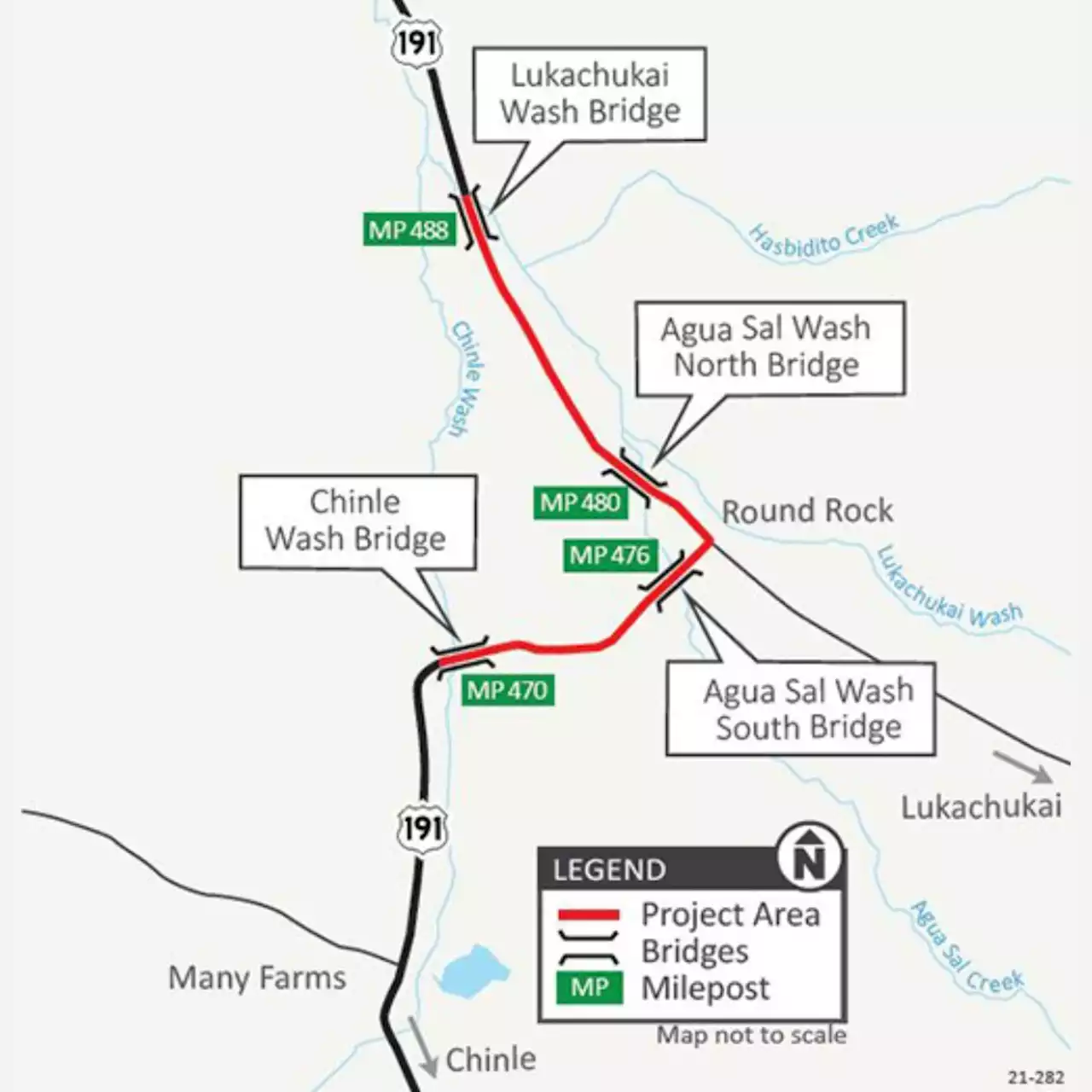 Expect delays on US 191 near Round Rock in northeastern Arizona Aug. 7-11