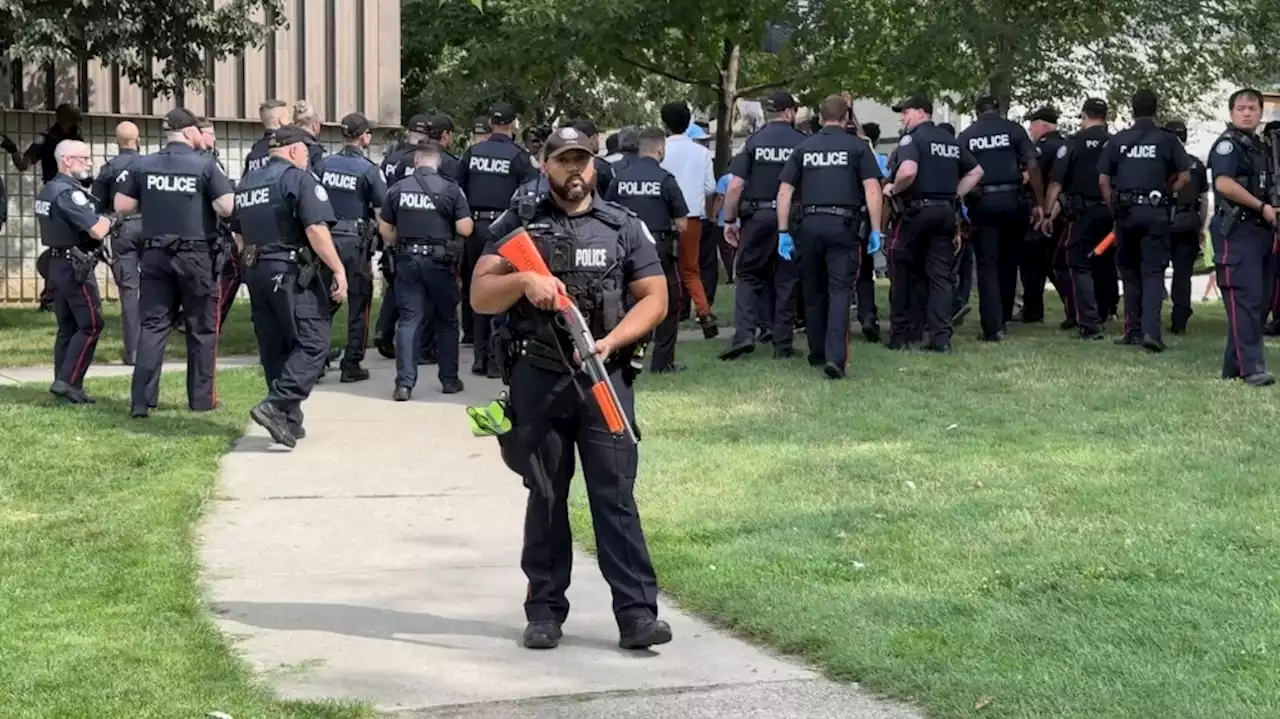 One person stabbed after 'demonstration turned violent' at Toronto park, police say