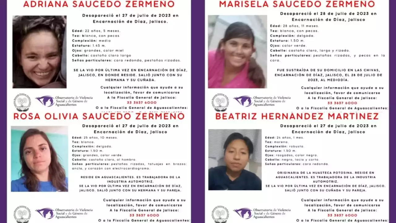 Desaparecen cuatro mujeres en Jalisco, viajaron desde Aguascalientes para visitar a familiares